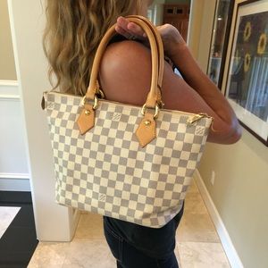 louis vuitton blue and white checkered purse